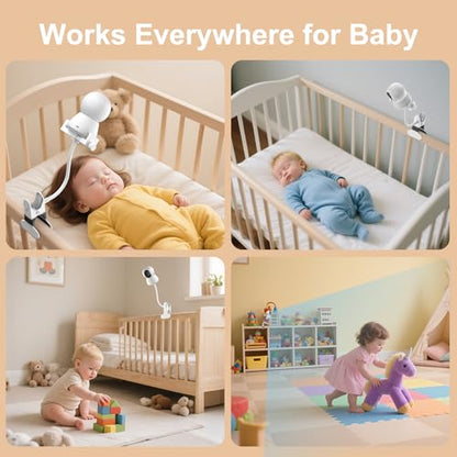 Baby Monitor Mount - Universal Adjustable Monitor Flex Stand for Hello Baby, Nanit Pro, Infant Optics, VTech & Most Baby Monitors - Detachable Arm Camera Clip Mount with Cute Stickers for Crib - size: Monitor Mount Only