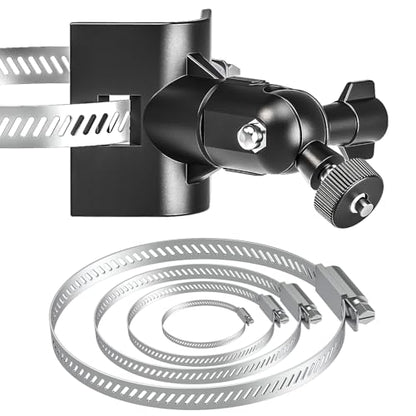 Universal Adjustable Stainless Mount Bracket Outdoor Security Camera 360 Degree Hoop Hose Clamp Pipe Poles Mount No-Drill Holes Compatible with Reolink/Nest/Arlo/Eufy/Wyze and Other Camera (Black) - color: Black
