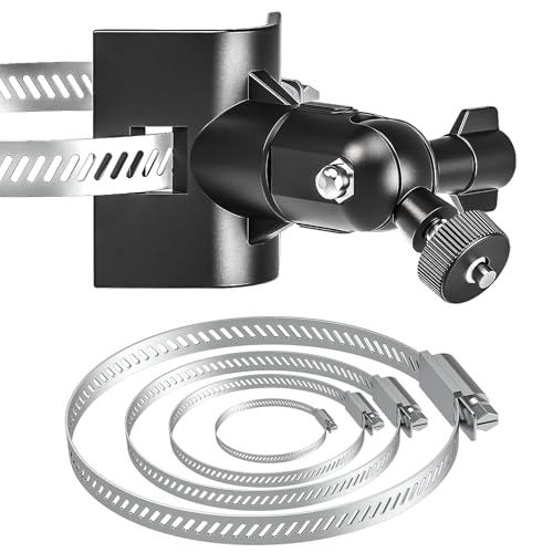 Universal Adjustable Stainless Mount Bracket Outdoor Security Camera 360 Degree Hoop Hose Clamp Pipe Poles Mount No-Drill Holes Compatible with Reolink/Nest/Arlo/Eufy/Wyze and Other Camera (Black) - color: Black