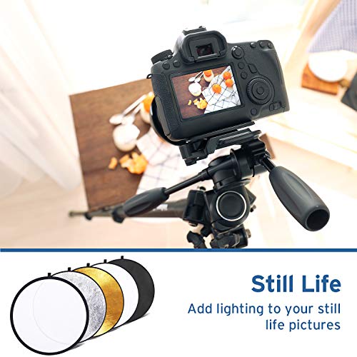 Etekcity 43" (110cm) 5-in-1 Photography Reflector, Multi-Disc Light Reflectors for Photography, Collapsible with Bag - Translucent, Silver, Gold, White and Black - size: 43 Inch