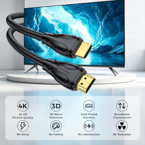 4K HDMI Cable 75ft, High Speed Cables (HDMI2.0,18Gbps,1080P)-Ethernet Audio Return Video 4K HDMI Cable, High Speed Gold Plated Connectors, Compatible with PlayStation Arc PS3 PS4 PC HDTV - size: 75FT