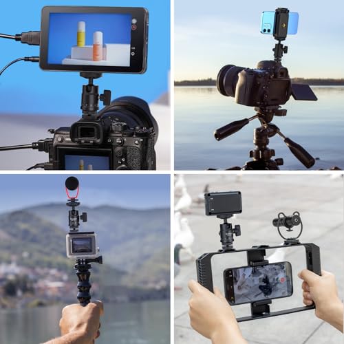 Mini Ball Head, rubesee Panoramic Camera Tripod Head with 1/4" Screw Shoe Mount, 360 Rotatable Metal Adapter for DSLR Camera Tripods Monopods Camcorder Light Microphone Photography, Max Load 5.5lbs