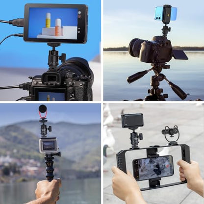 Mini Ball Head, rubesee Panoramic Camera Tripod Head with 1/4" Screw Shoe Mount, 360 Rotatable Metal Adapter for DSLR Camera Tripods Monopods Camcorder Light Microphone Photography, Max Load 5.5lbs