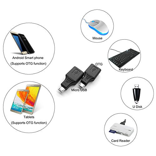 Posdou USB 2.0 Micro USB Male to USB Female OTG Adapter (2 Pack)