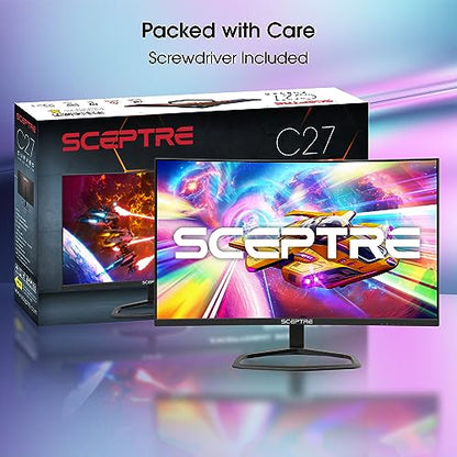 Sceptre New 27-inch Curved Gaming Monitor FreeSync 240Hz Plus DisplayPort HDMI 1ms 99% sRGB Build-in Speakers, R1500 Machine Black 2025 (C275B-FWT240 Series) - style: 27" Curved 240Hz