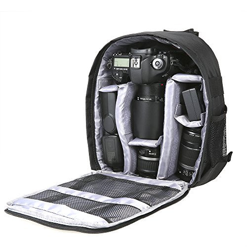 Docooler Grey Backpack - Waterproof Camera Bag, Small DSLR Camera Backpack with Customizable Interior, for Canon Sony - 33 * 26.5 * 12.5cm / 12.99 * 10.43 * 4.92 inches - color: Grey