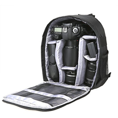 Docooler Grey Backpack - Waterproof Camera Bag, Small DSLR Camera Backpack with Customizable Interior, for Canon Sony - 33 * 26.5 * 12.5cm / 12.99 * 10.43 * 4.92 inches - color: Grey