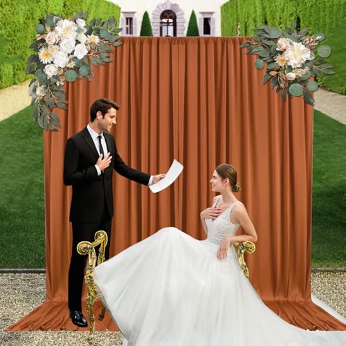 10ft x 7ft Dark Brown Backdrop Curtains for Parties, Fabric Satin Background Curtain with Rod Pockets for Weddings, Birthday, Baby Shower, Photography, Graduation Party Backdrop Drapes, 2 Panels - color: Dark Brown