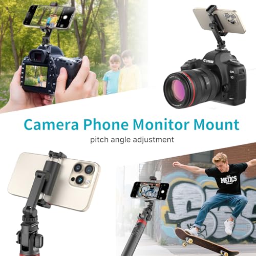Phone Tripod Mount Holder for iPhone - 2 Cold Shoe and 1/4" Screw, 360° Rotates and 180° Tilts Compatible for iPhone Android Sony Canon DJI Ronin S/SC Zhiyun Gimbals
