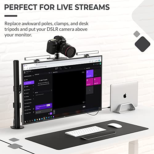 HumanCentric DSLR Monitor Mount Small, Desk Camera Mounting, Light Webcam, Microphone Shelf for Monitor VESA Arm, Replace Clamp Tripods, 100x100mm Patterns, Aluminum, Hardware Included - size: Small Shelf