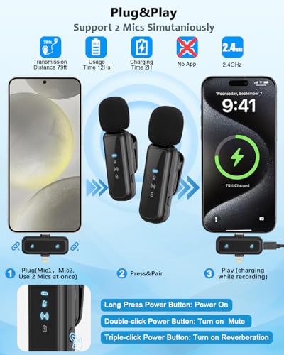 Vlogging Kit for iPhone/Android, 63”Auto Face Tracking Tripod for iPhone with Light, Wireless Microphones, Scrolling Remote Control for TikTok, Content Creator Kit for YouTube Starter - size: 63 inches