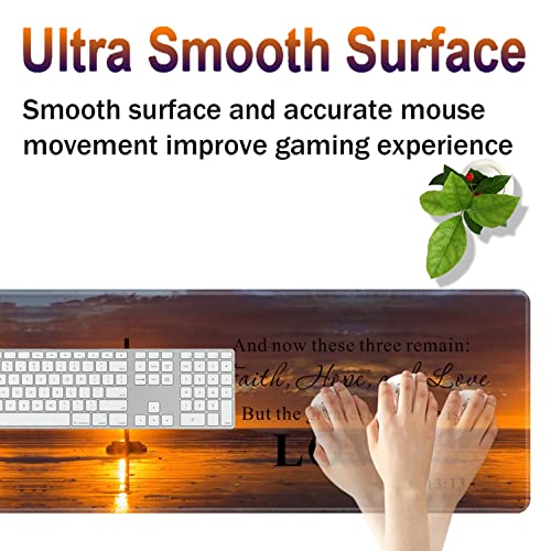 Large Gaming Mouse Pad, Keyboard Wrist Rest + Mouse Wrist Pad + Coaster Combination Set, Memory Sponge Non-Slip Base. Suitable for Office and Home, Christian Cross - color: Fok-fo1-mouse -019