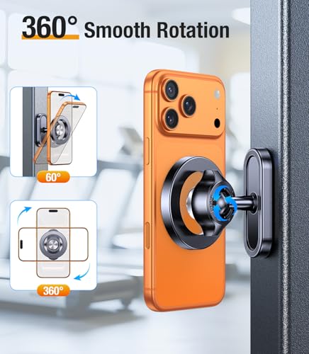 Coolpow Dual Magnetic Phone Holder for Gym Mag Safe Phone Holder【Strong Magnet】 Gym Phone Holder Camera Mount for Gym Accessories for Women Attach to Metal Surface with iPhone 17 Pro Max 16 15 14 13 - style: Magnet Phone Mount-D
