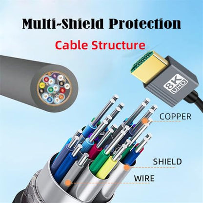 Cable HDMI 2.1 Male to HDMI Male 8K 60hz Stretch Coiled Cable Down Angled 90 Degree for HDTV Computer Laptop Monitor - style: HDMI Down Angled