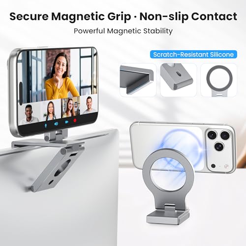 Itramax Continuity Camera Mount for iMac&Desktop Monitor,Magnetic iPhone Webcam Stand,Adjustable Phone Webcam Holder for MagSafe iPhone 17 Pro/16/15/14/13/12/11/XR/XS,Mac,Apple TV 4K,Studio Display - color: Standard-Gray