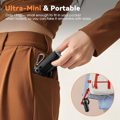 CloudValley Upgraded Magnetic Mini Selfie Stick Tripod with 2 Fill Lights, 4-in-1 Pocket Size Phone Tripod with 360° Rotation, Rechargeable Bluetooth Remote, Foldable Grip for iPhone Vlog Photo Video - style: with Fill Lght
