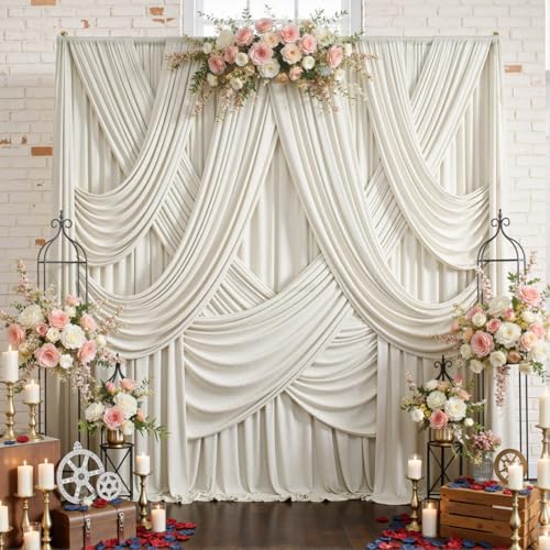 10ftx12ft Beige Backdrop Curtains for Parties, Wrinkle Free Polyester Beige Photo Backdrop Drapes 2 Panels 12 ft Long Back Drop Cloth for Wedding Birthday Photography Background - color: Beige, size: 5ft(W)x12ft(H)_2 Panels