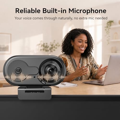 EMEET C100 2K Webcam for PC, Built-in Mic, Rotating Privacy Cover, Portable Metal Clip, Computer Camera for Home Office, Meetings, Learning, Streaming, External Webcam for Desktop, Laptop, PC USB-A - style: Crisp 2K w/ Portable Metal Clip