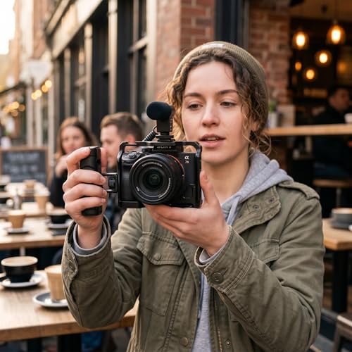Zeadio Adjustable Camera Side Handle with 1/4"-20 Knob & Cold Shoe Mount for Mirrorless DSLR Cameras Phone Stand, for Recording, Vlog Tripod, Phone Vlogging Kit, Travel Tripod etc (Pack of 2)