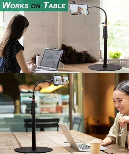 Tall Video Cell Phone Mount with Height Adjustable Stand, Heavy Base, 360 Head - Compatible with iPhone 16, 16 Pro Max, 16 Plus, 15, 14, 13 - color: Center Column Stand