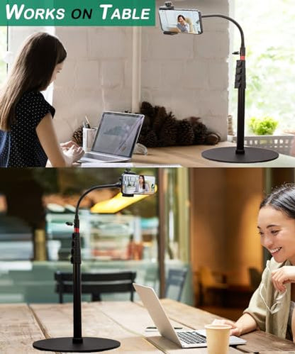 Tall Video Cell Phone Mount with Height Adjustable Stand, Heavy Base, 360 Head - Compatible with iPhone 16, 16 Pro Max, 16 Plus, 15, 14, 13 - color: Center Column Stand