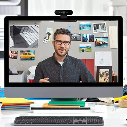 Logitech Brio 4K Webcam, Ultra 4K HD Video Calling, Noise-Canceling mic, HD Auto Light Correction, Wide Field of View, Works with Microsoft Teams, Zoom, Google Voice, PC/Mac/Laptop/MacBook/Tablet