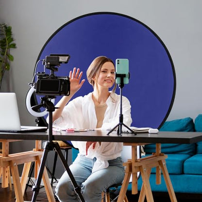 Cosmos 1 Pc Blue Screen Backdrop 43 in / 110 cm Diameter Foldable Portable Photography Background Green Screen Chroma Key Backdrop for Photography Photo Video Studio, Live Streaming, Video Meeting - color: Blue & Green (Double Sides)