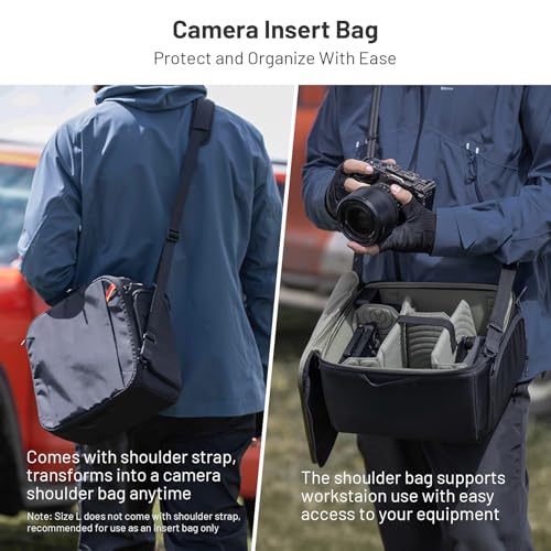 PGYTECH Small Camera Insert Bag, Waterproof Lens Pouch for Photographers and Traveler, Lightweight DSLR/SLR Lens Carring Case with Thicken Partition for Canon/Nikon/Sony/Mirrorless Cameras - size: S