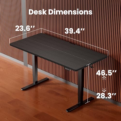 ErGear Height Adjustable Electric Standing Desk, 40 x 24 Inches Sit Stand up Desk, Memory Computer Home Office Desk, Carbon Fiber Black - color: Carbon Fiber Black, size: 39.4 X 23.6 Inches