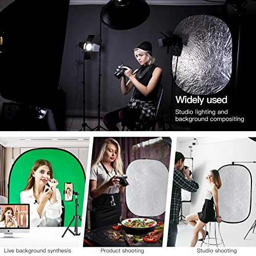 Godox 39x59”/100x150cm Chromakey Green Blue Screen Backdrop, 7-in-1 Portable Collapsible Oval Background Reflector with Holder Clip & Bag for Studio Shooting