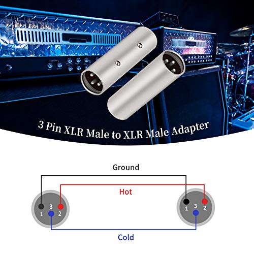 Tisino 3-Pin XLR Male to Male Adapter - 2 Pack - color: XLRM to XLRM