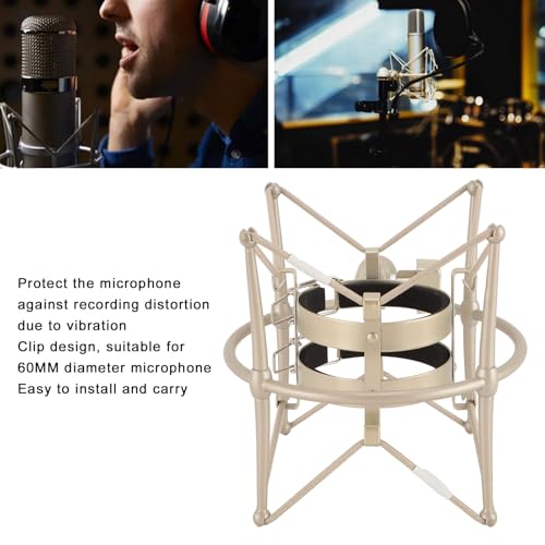 Tangxi 60MM Microphones Shock Mount, Gold, High Isolation, Anti Vibration, Spider Shockmount Stand for Microphones up to 60MM Diameter - color: Gold