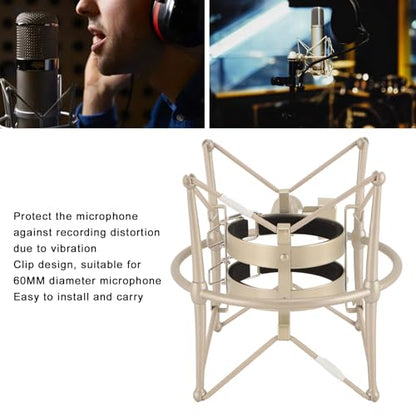 Tangxi 60MM Microphones Shock Mount, Gold, High Isolation, Anti Vibration, Spider Shockmount Stand for Microphones up to 60MM Diameter - color: Gold