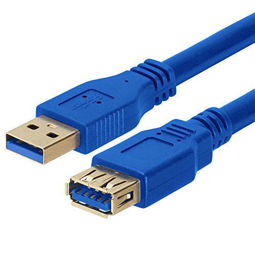 Cmple - USB 3.0 A Male to A Female Extension Gold Plated Cable - 10FT (Blue) - color: A Male to A Female, size: 10FT