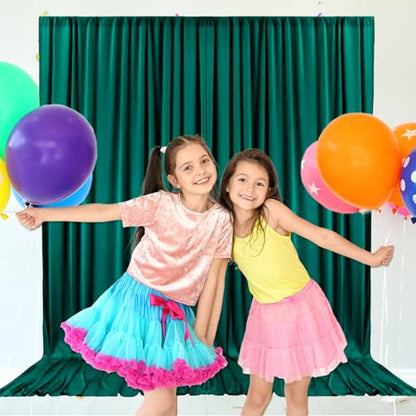 10ft x 10ft Lake Green Backdrop Curtains for Parties, Fabric Satin Background Curtain with Rod Pockets for Weddings, Birthday, Baby Shower, Photography, Graduation Party Backdrop Drapes, 2 Panels - color: Lake Green