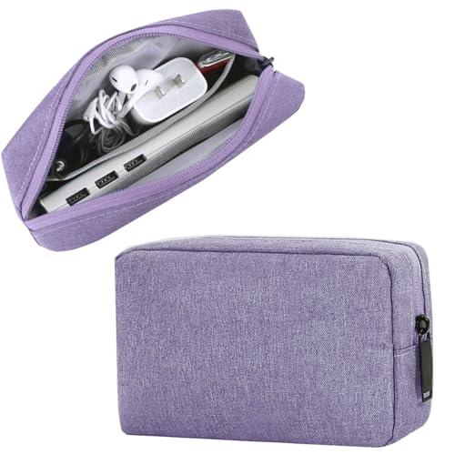 CAAORDKSO Small Cable Organizer Bag, Charger Organizer Case Pouch Travel Bag, Waterproof Electronics Accessories Case for USB, Cable, Cord, Charger, Phone, Power Bank, Earphone (Small-Purple) - color: Small-Purple, size: Small