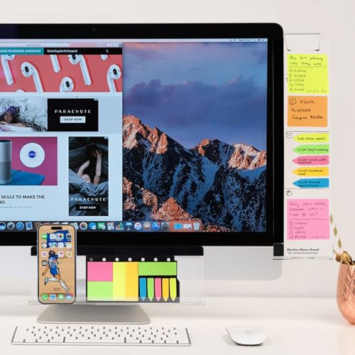 Barelove 3 Pack Computer Monitor Memo Board, Left/ Right/ Bottom Transparent Multifunction Acrylic Screen Message Board, Office Home Desktop Students Accessories, with Sticky Notes - style: Left & Right & Bottom