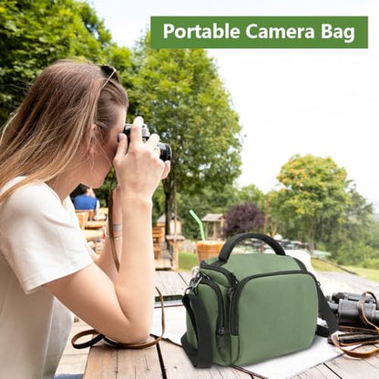 Ainiv DSLR Camera Bag, Waterproof Anti-Shock SLR Camera Case, Large Adjustable Shoulder Strap Camera Backpack, Portable Crossbody Single Shoulder Backpacks Compatible with Canon, Sony, Nikon, Green - color: Green