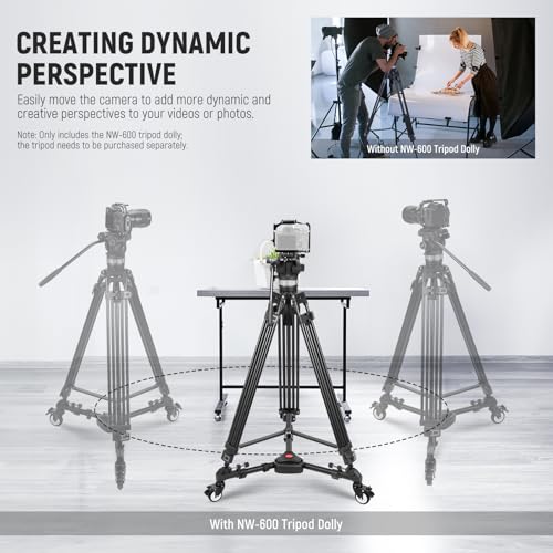 NEEWER Photography Tripod Dolly, Heavy Duty 50lbs Capacity Tripod Wheels with 3" Rubber Wheels for DSLR Cameras Camcorder Photo Video Lighting - style: NW-600 with 3" Wheels