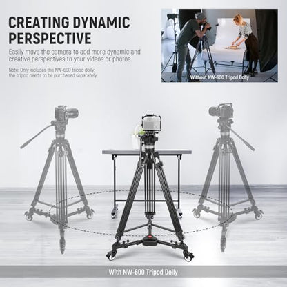 NEEWER Photography Tripod Dolly, Heavy Duty 50lbs Capacity Tripod Wheels with 3" Rubber Wheels for DSLR Cameras Camcorder Photo Video Lighting - style: NW-600 with 3" Wheels