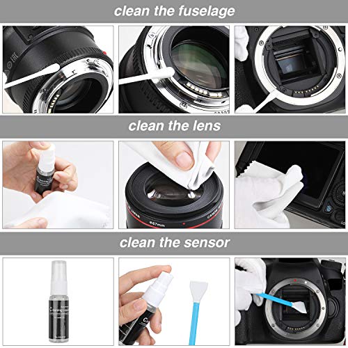 17-in-1 Camera Cleaning Kit for DSLR Cameras (Canon, Nikon,Sony), with Air Blower/Cleaning Pen/Detergent/Cleaning Cloth/Lens Brush/Carry Case - size: 17-in-1