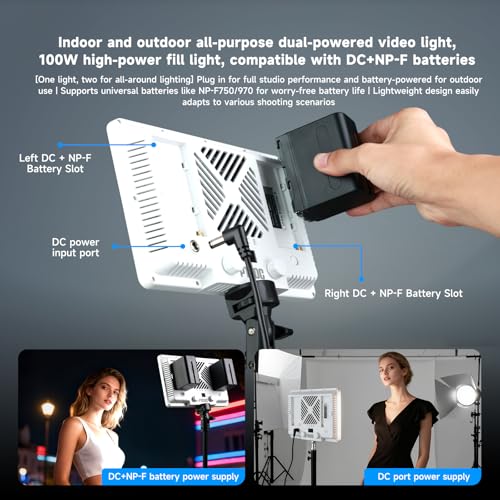 100W RGB LED Video Light with Softbox, 7950LM, 2500K-9900K | 100W RGB LED video light, 7950LM, 2500K-9900K, with softbox