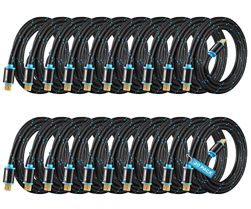 Maximm Hdmi Cable 4K 6 Ft, 20 Pack, Braided, 18Gbps, Hdmi 2.0, Gold-Plated - color: 20 Pack, size: 6 Feet