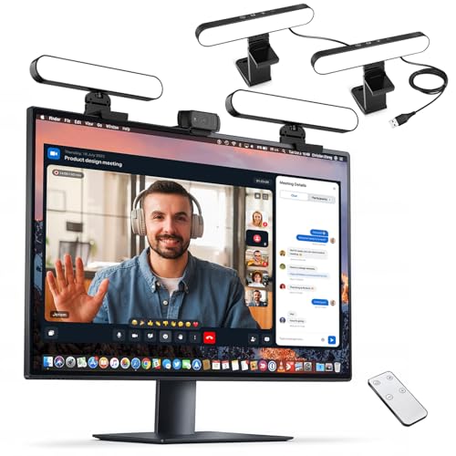 yAyusi Dual-lamp Video Conference Lighting, LED Streaming Light with Remote and Touch Control, Zoom Lighting for Computer,Webcam Laptop Monitor Ring Light for Video Calls/Zoom Meetings/Video Recording - color: Black