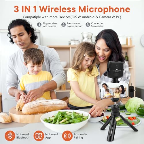 Vlogging Kit for iPhone, Android with Tripod, Soft Light, YouTube Starter kit Content Creator Equipment with Wireless Lavalier Microphone for Live Stream, Vlogging, YouTube, TikTok