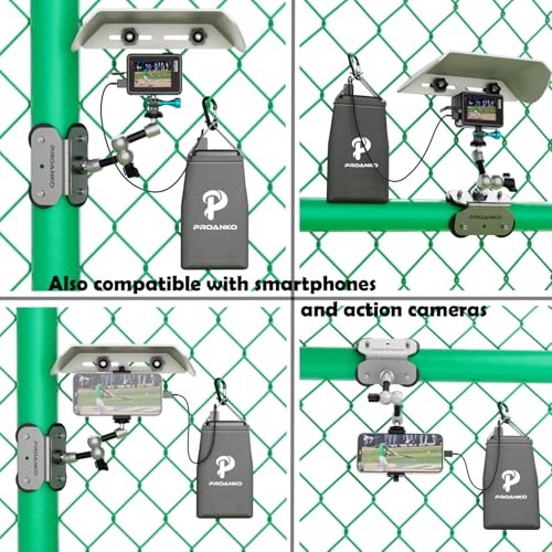 Magnetic Phone Fence Mount with Shade, Game Recording Mounting Kit Compatible with Gamechanger, iPhone, Mevo Start, GoPro, for Recording Baseball,Softball and Tennis Games(MINI) - style: Magnetic Fence Mount