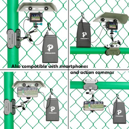 Magnetic Phone Fence Mount with Shade, Game Recording Mounting Kit Compatible with Gamechanger, iPhone, Mevo Start, GoPro, for Recording Baseball,Softball and Tennis Games(MINI) - style: Magnetic Fence Mount