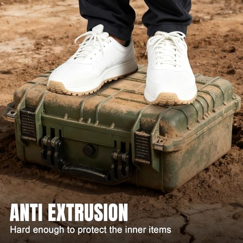 Jack Boss 16x 12.8x 6.8 Inch Hard Case, Portable Weather Waterproof Protective Camera Case with Customizable Foam, Fit Use of Drones, Camera, Equipments, Green - color: GREEN, size: 16x12.8x6.8"