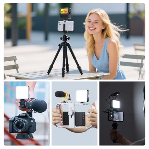 Cold Shoe Camera Light: Color LED Video Light- 3200K-5600K+CRI95 Rechargeable Camera Light, 3 Cold Shoe Mount for DSLR/GoPro/Sony/Canon, Vlog Filming TikTok Live & Photography
