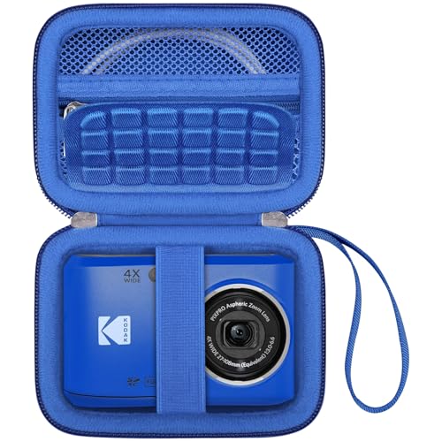 Canboc Carrying Case for Kodak PIXPRO FZ55/ FZ45 16MP Digital Camera, FZ45 Video Vlogging Camera Bag, Mesh Pocket fit Cable, SD Card, Blue (Case Only) - color: Small-Blue